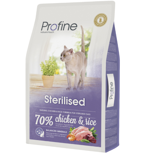Framsidan av förpackningen för Profine Sterilised Chicken & Rice.