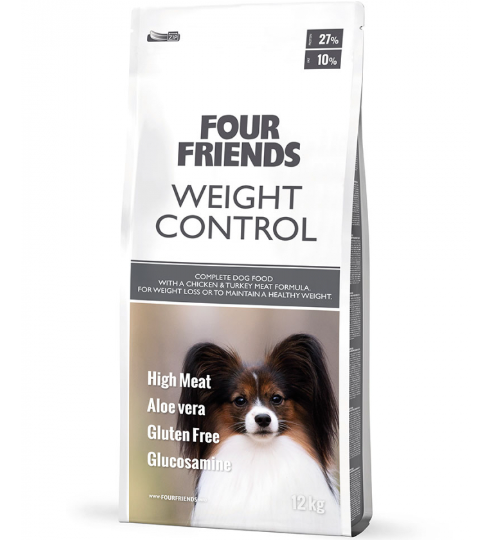 Framsidan av förpackningen för Four Friends Weight Control - 12 kg.