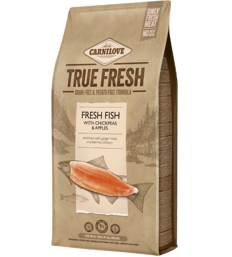 Framsidan av förpackningen för Carnilove True Fresh Fish Adult - 1,4 kg.