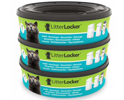 Framsidan av förpackningen för LitterLocker refill 3-pack.