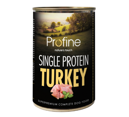 Framsidan av förpackningen för Profine Dog Single protein Turkey - 400 gram.