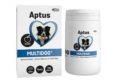Framsidan av förpackningen för Aptus Multidog Tablett 150 st.