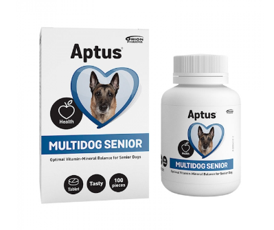 Framsidan av förpackningen för Aptus Multidog Senior - 100 st.