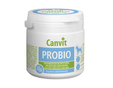 Framsidan av förpackningen för Canvit Hund Probio 100 g.