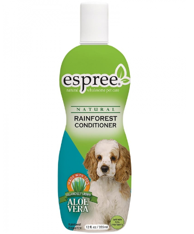 Framsidan av förpackningen för Espree Dog Rainforest Conditioner - 355 ml.