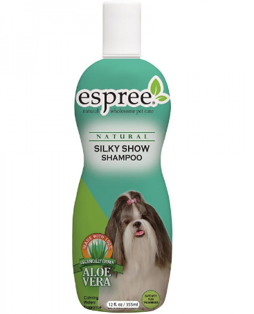 Framsidan av förpackningen för Espree Dog Silky Show Shampoo - 355 ml.