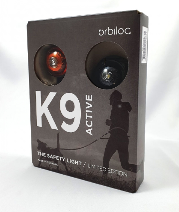 Framsidan av förpackningen för Orbiloc K9 Active Pack.