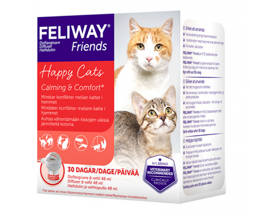Framsidan av Feliway Friends doftavgivare, ett lugnande till katt.