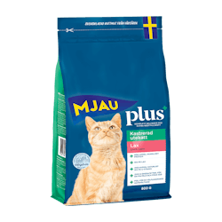 Mjau Plus+ torrfoder för kastrerad utekatt - lax - 800g