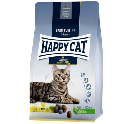 Framsidan av förpackningen för HappyCat Adult Fågel - 4 kg.