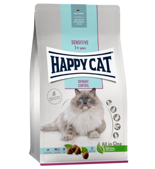 Framsidan av förpackningen för HappyCat Sensitive Urinary Control.