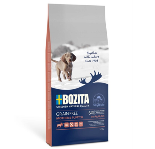 Framsidan av förpackningen för Bozita Grain Free Mother & Puppy Älg XL.