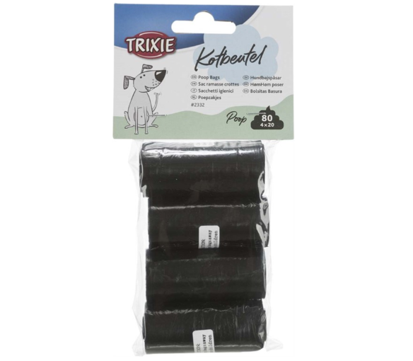 Svarta hundbajspåsar - 4 rullar x 20 st
