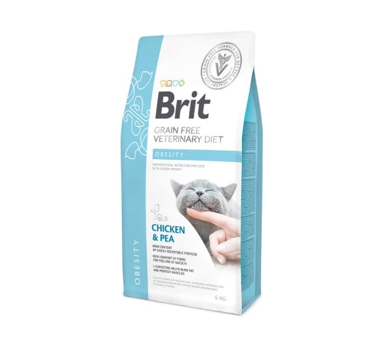 Framsidan av Brit Veterinary Cat Obesity Chicken & Pea - 2 kg.
