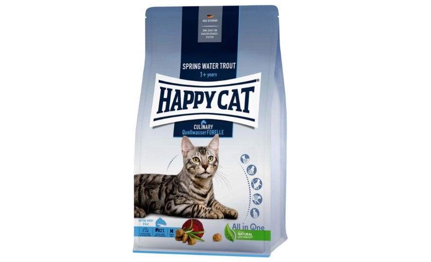 Framsidan av HappyCat Adult forell.