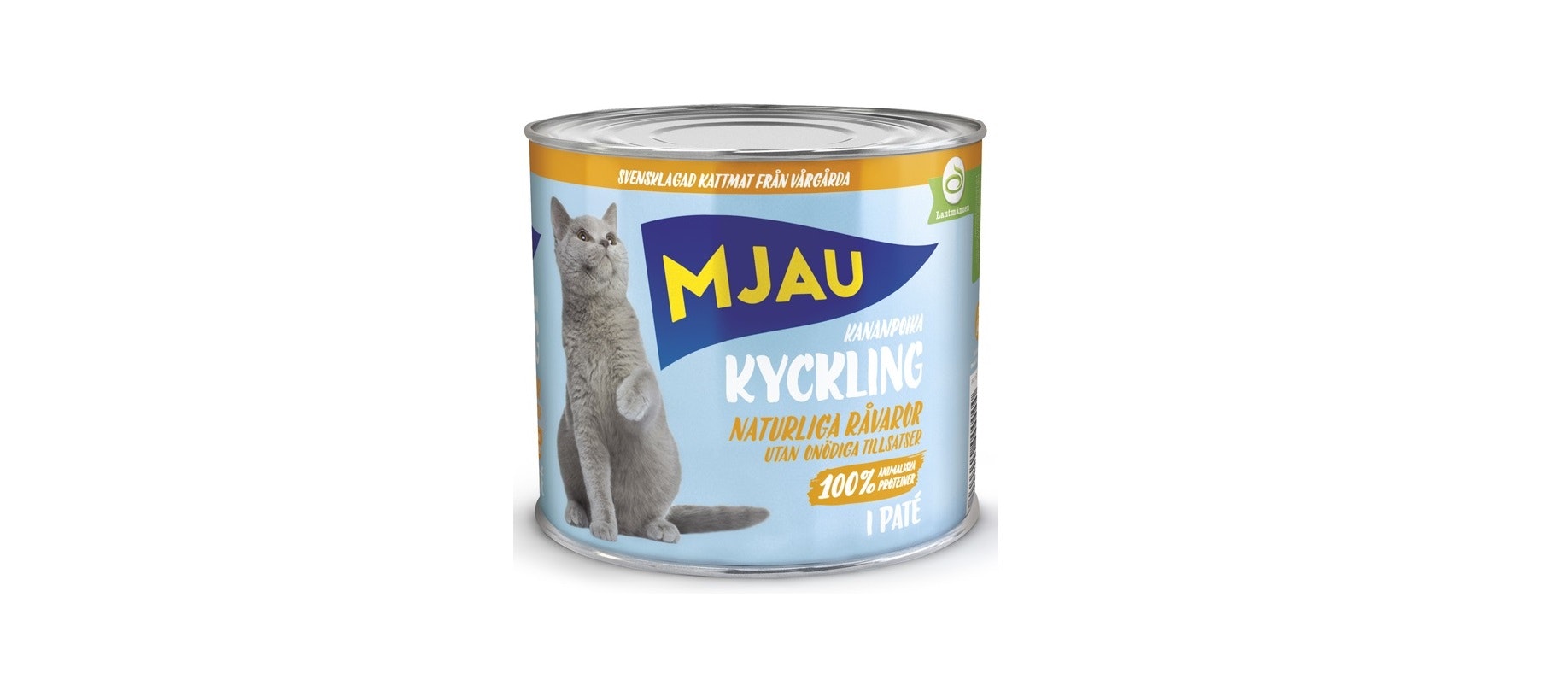 Framsidan av Mjau Paté Våt Kyckling 635g.
