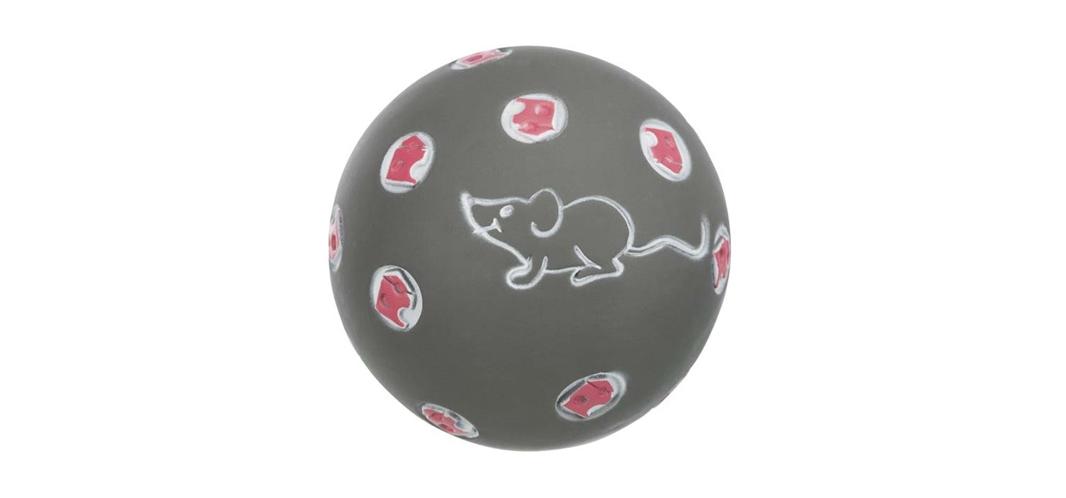En mörk aktivitetsboll med en liten mus på framsidan.