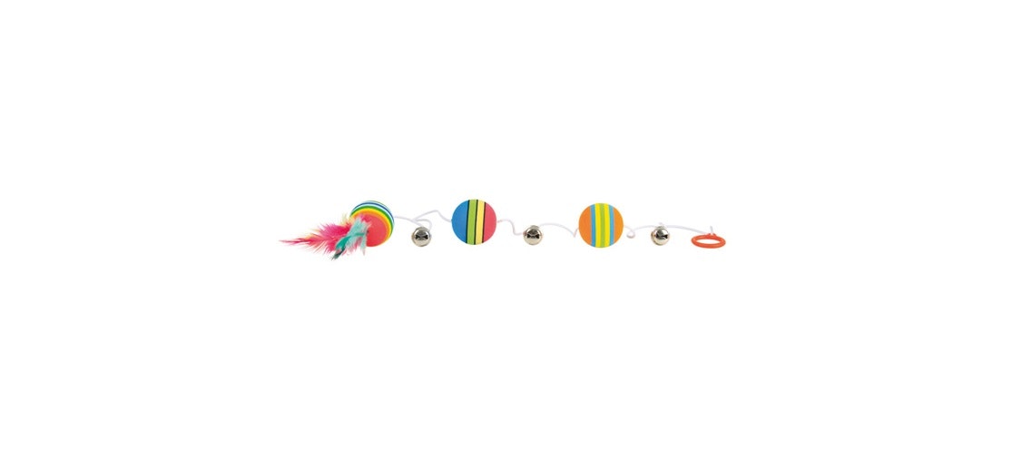 Regnbågsbollar med bjällror på gummiband