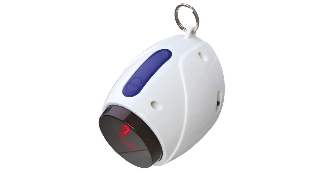 En vit automatisk laserpekare för katter.