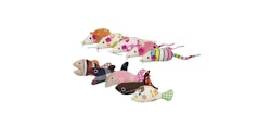 Möss/fiskar i plysch/tyg - 9-12 cm