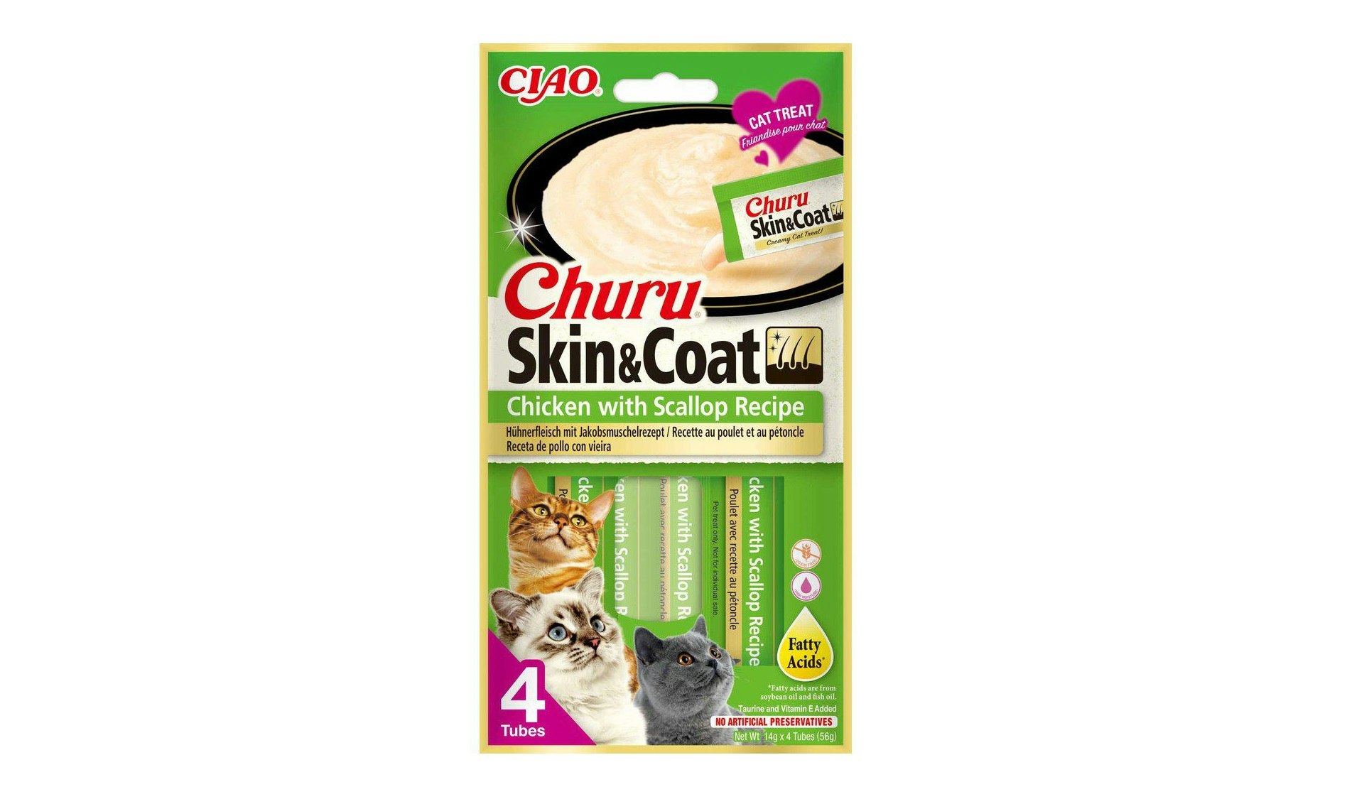 Framsidan av Churu Skin & Coat Chicken & Scallop.