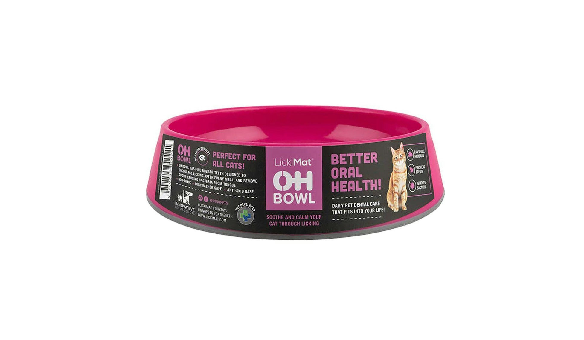 Lickimat Cat Oral Hygiene Bowl i rosa färg.