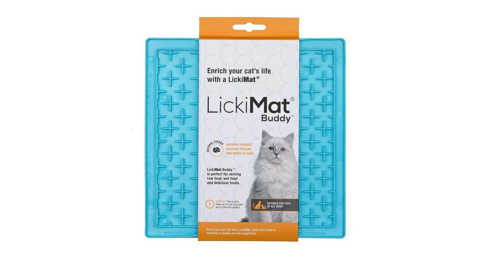 Lickimat Buddy i blå färg.