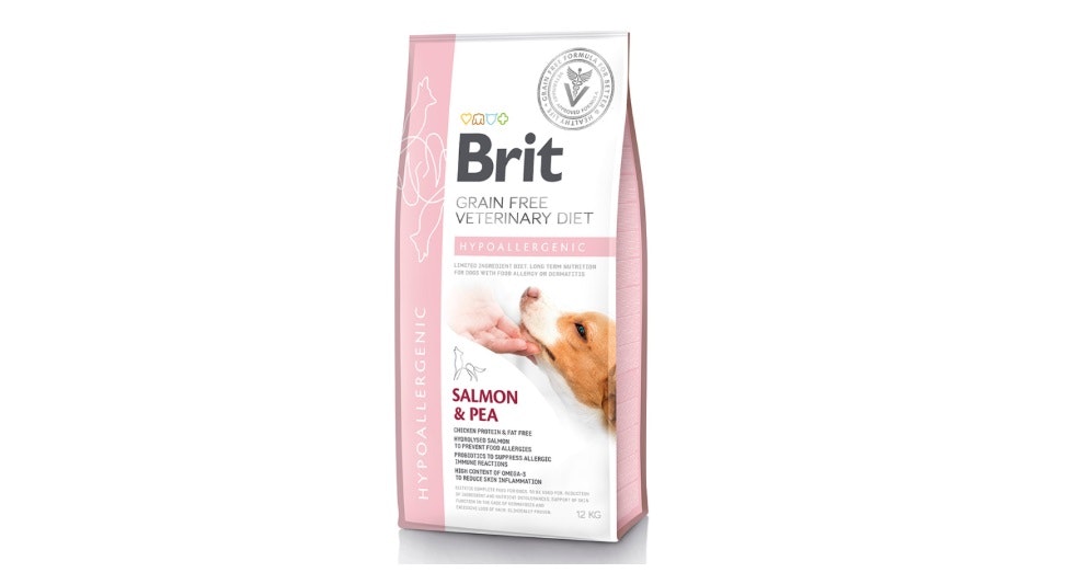 Framsidan av Brit Veterinary Hypoallergenic Salmon & Pea.