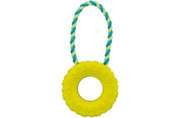 Hundleksak gummidäck på rep - 15/32 cm