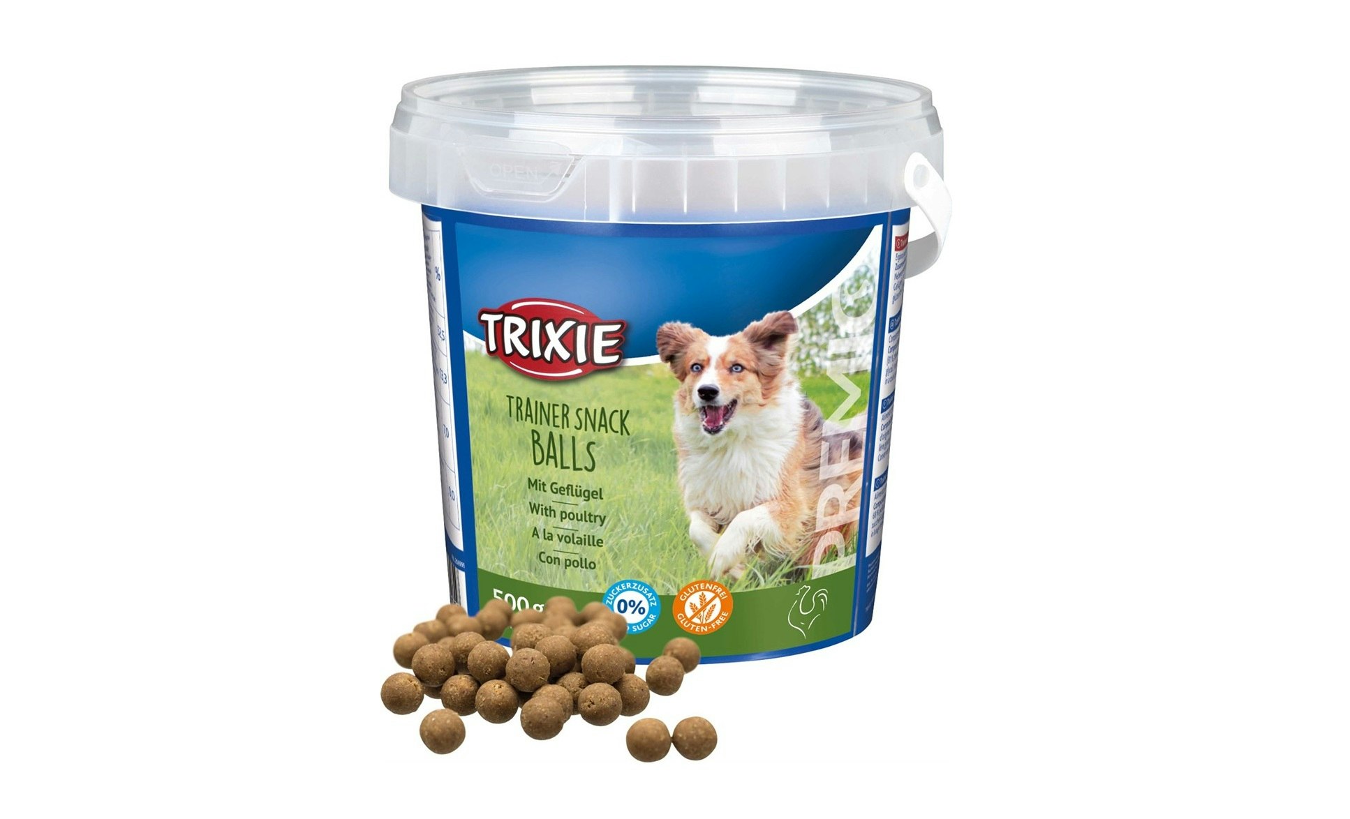 Framsidan av PREMIO Trainer Snack Balls Med Fågel.