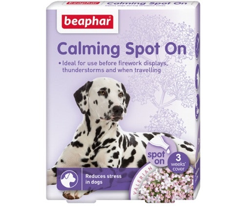 Framsidan av Beaphars lugnande medel för hund.