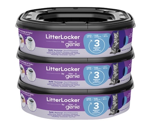 Refill 3-pack Litterlocker by Littergenie. Tre stycken staplade på varandra.