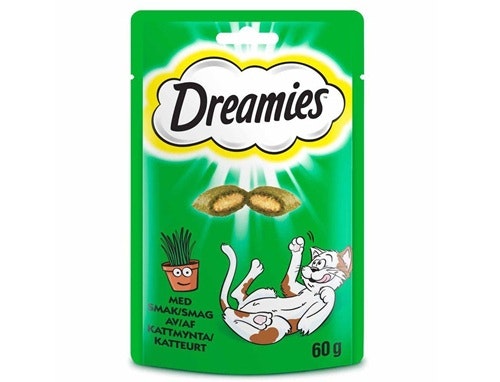 Framsidan av Dreamies kattmynta.