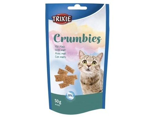 Framsidan av Trixie Crumbies med malt.