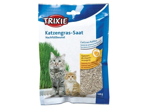 Framsidan av Trixies refills till kattgräs.