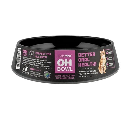 Lickimat Cat Oral Hygiene Bowl i svart färg.