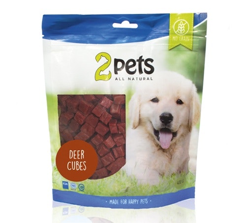 Framsidan av 2pets Dogsnack Deer Cubes.