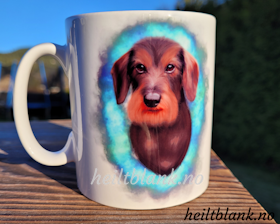 Kopp - Strihåret dachshund - med bakgrunn