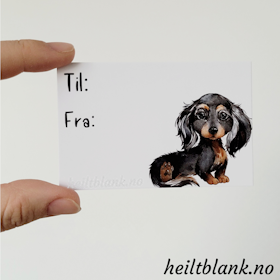Til og fra kort 10stk - Langhåret dachshund - sort og tan