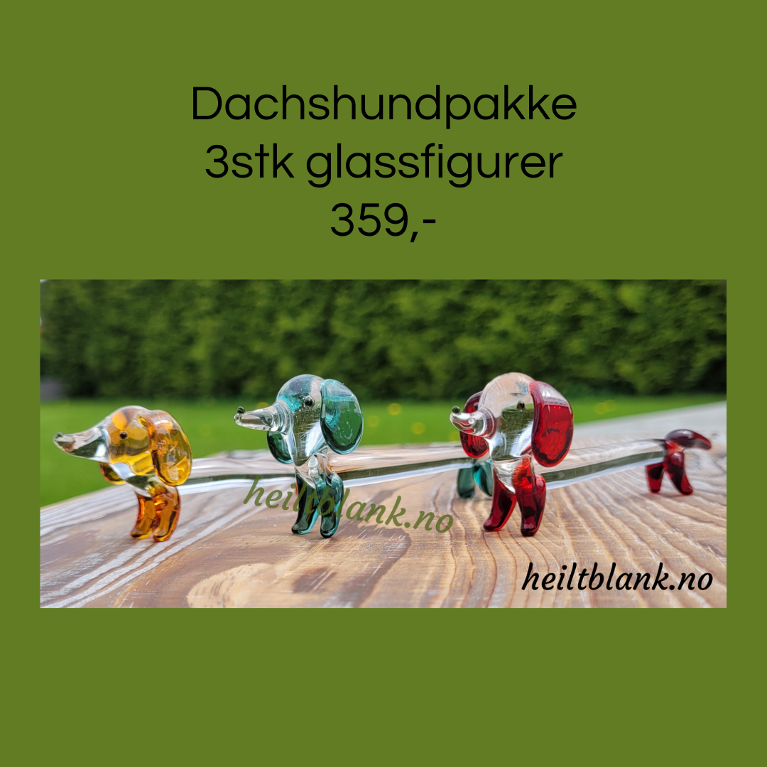 Glassfigur gavepakke - dachshund trio