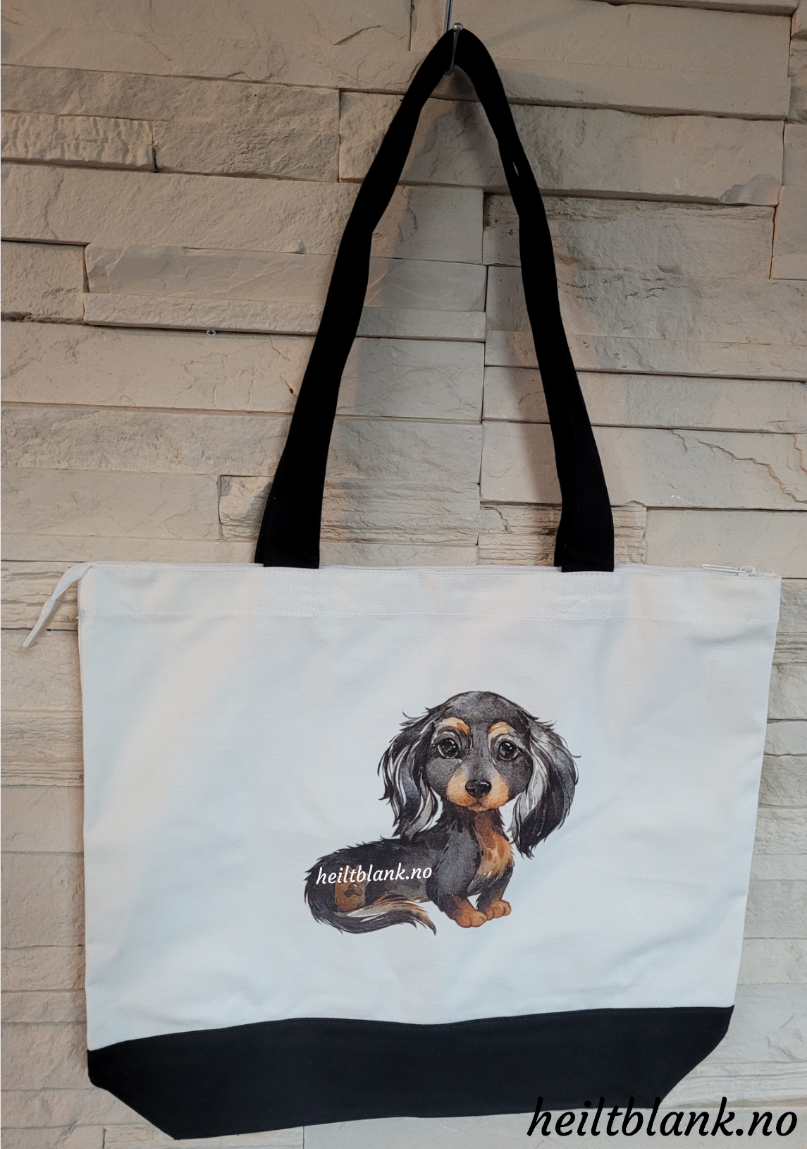 Dachshund veske - sort og tan langhåret
