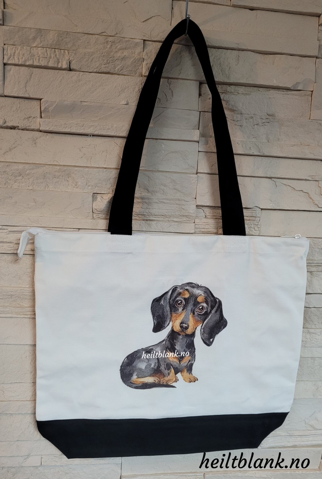 Dachshund veske - sort og tan korthår