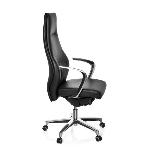 Skrivbordsstol, Rosendo High - Svart läder & aluminium