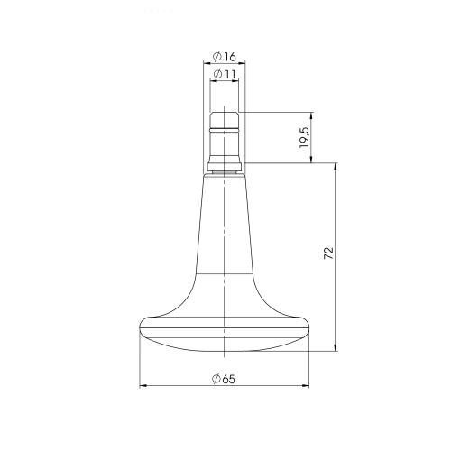 5-pack kromade fötter till stolar STAND 11 mm / 65 mm hög - Fötter till stolar