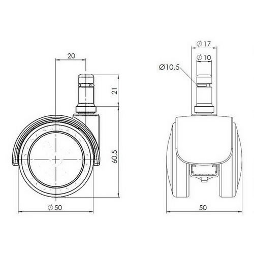 5-pack - stolshjul för hårda golv ROLOS FIX 10 mm / 50 mm