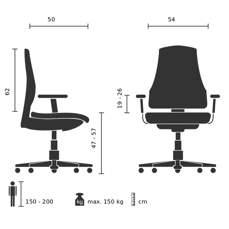 Skrivbordsstol, Zenit XXL 150 kg - Flera färger