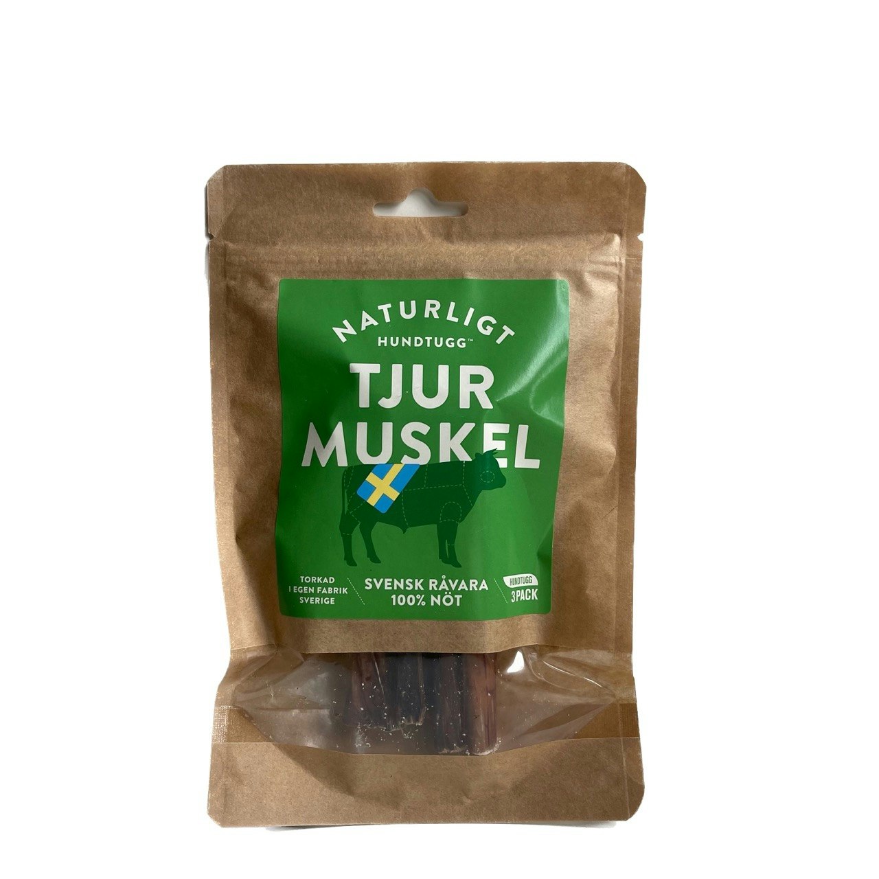 Naturligt Hundtugg Tjurmuskel 3-pack