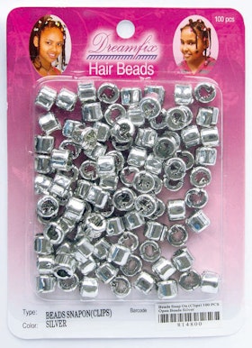 DREAMFIX HAIR BEADS SNAP ON (SILVER  100PCS)