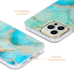 Deksel i marmor imitasjon med friske turkistoner iPhone 13 Pro