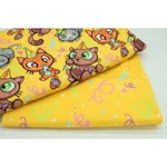 Jersey tyg Mellow Yellow Party Cats Kompis Pinkpoo